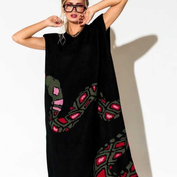 Dressed in LALA Dresses & Skirts - NWT Dressed in LaLa Oversized Snake Sweater dress - size L/XL